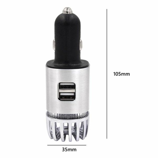 JO-6291 Car Air Purifier Ionizer Dual USB Charger Deodorizer Oxygen Bar  |  Humidifier & Purifier Car Electronics Black