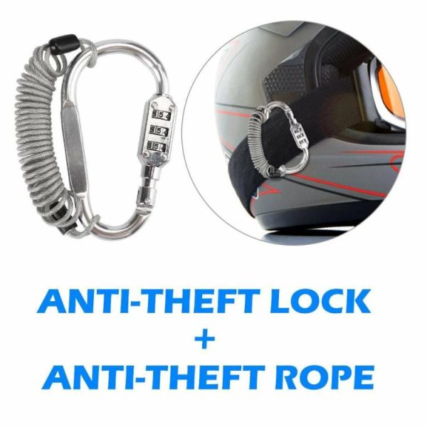 Motorcycle Helmet Lock Carabiner Combination Lock with Steel Wire Rope  |  Replacement Parts Motorcycle Black