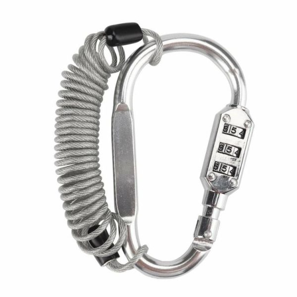 Motorcycle Helmet Lock Carabiner Combination Lock with Steel Wire Rope  |  Replacement Parts Motorcycle Black