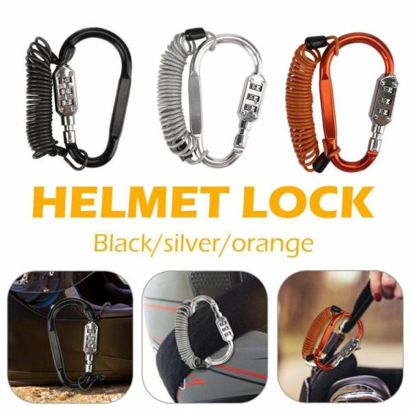 Motorcycle Helmet Lock Carabiner Combination Lock with Steel Wire Rope  |  Replacement Parts Motorcycle Black