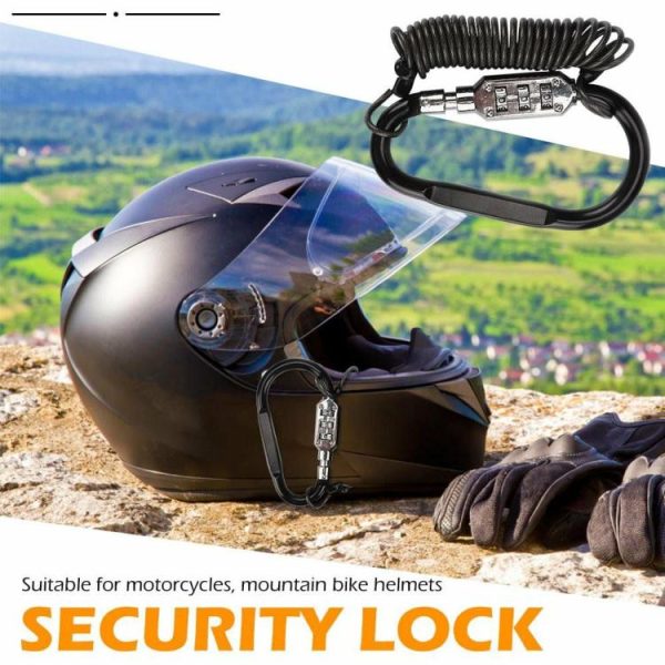 Motorcycle Helmet Lock Carabiner Combination Lock with Steel Wire Rope  |  Replacement Parts Motorcycle Black