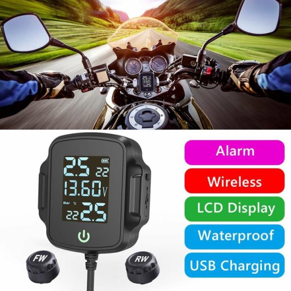 Motorcycle TPMS Tire Pressure Monitoring System w/ QC 3.0 USB Fast Charger  |  Motorcycle Electronics Motorcycle Motorcycle Electronics