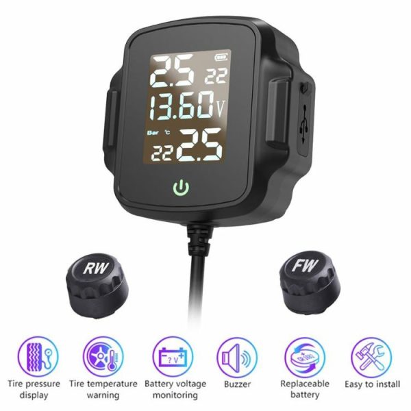 Motorcycle TPMS Tire Pressure Monitoring System w/ QC 3.0 USB Fast Charger  |  Motorcycle Electronics Motorcycle Motorcycle Electronics