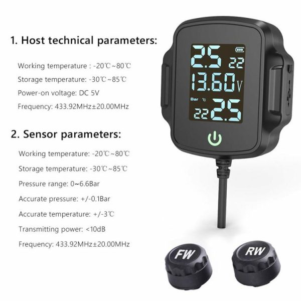 Motorcycle TPMS Tire Pressure Monitoring System w/ QC 3.0 USB Fast Charger  |  Motorcycle Electronics Motorcycle Motorcycle Electronics