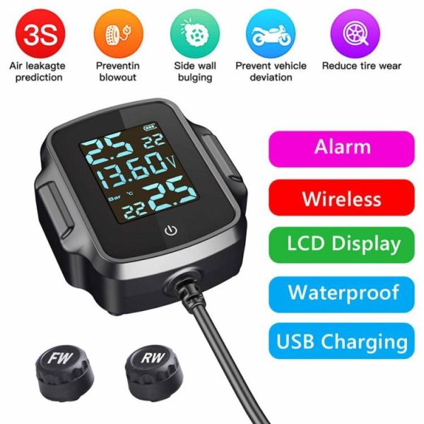 Motorcycle TPMS Tire Pressure Monitoring System w/ QC 3.0 USB Fast Charger  |  Motorcycle Electronics Motorcycle Motorcycle Electronics