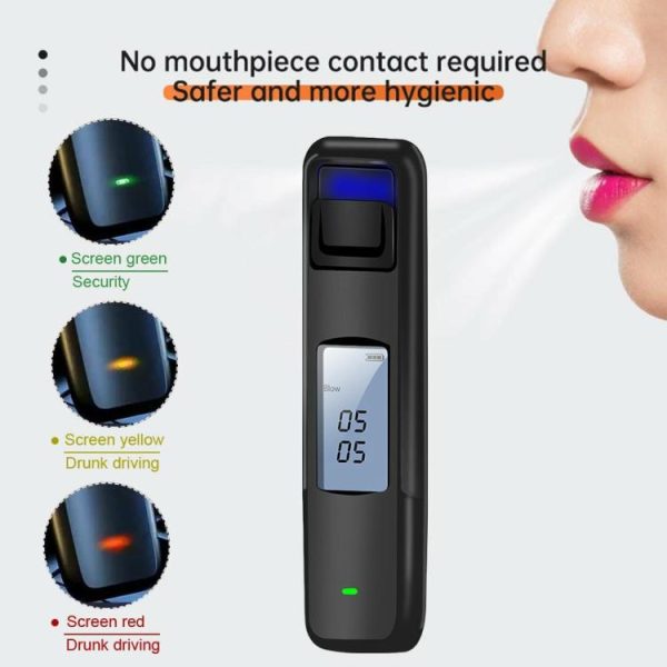 Non-Contact Alcohol Tester LED Display Screen Digital Breathalyzer High Accuracy  |  Humidifier & Purifier Car Electronics Black/Silver