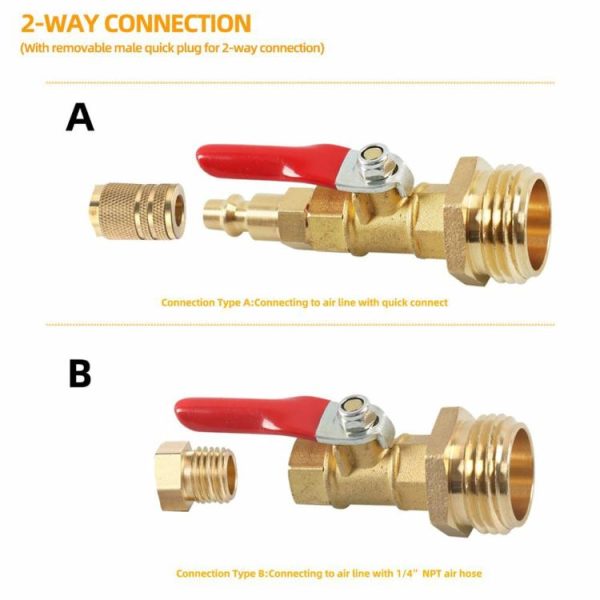 Quick Connecting Plug with 1/4 Inch Male Antifreeze Blow Out Water Adapter Brass  |  Others Motorcycle Others