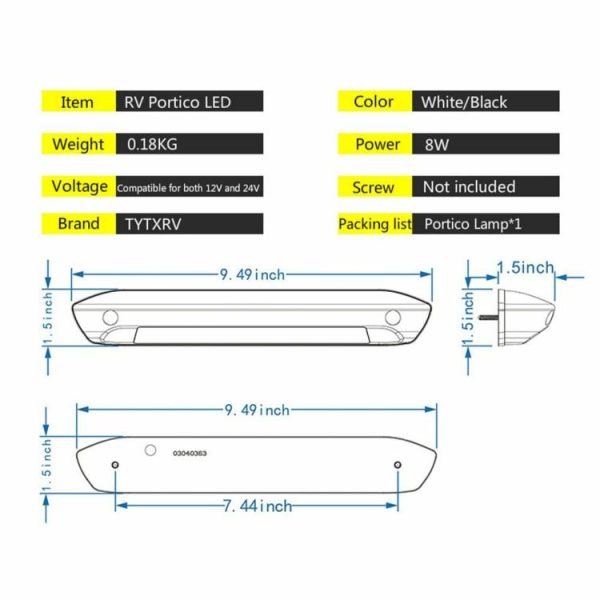 RV LED Awning Porch Light Waterproof Motorhome Caravan Interior Wall Lamp  |  Others Motorcycle Others