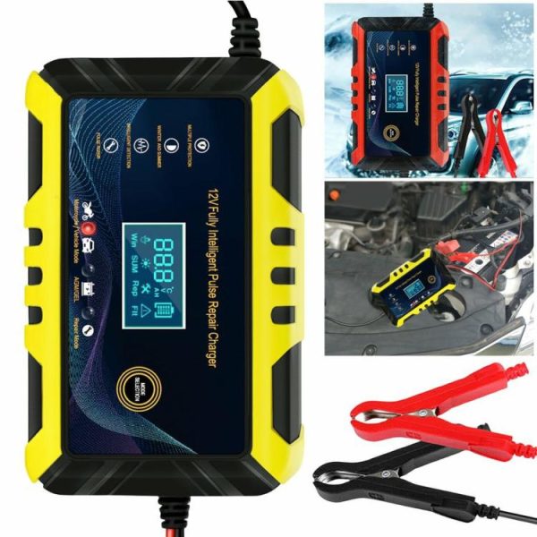 Car Battery Charger Intelligent Pulse Repair Charger LCD Display Full Automatic  |  Jump Starter & Inverters Car Electronics Jump Starter & Inverters