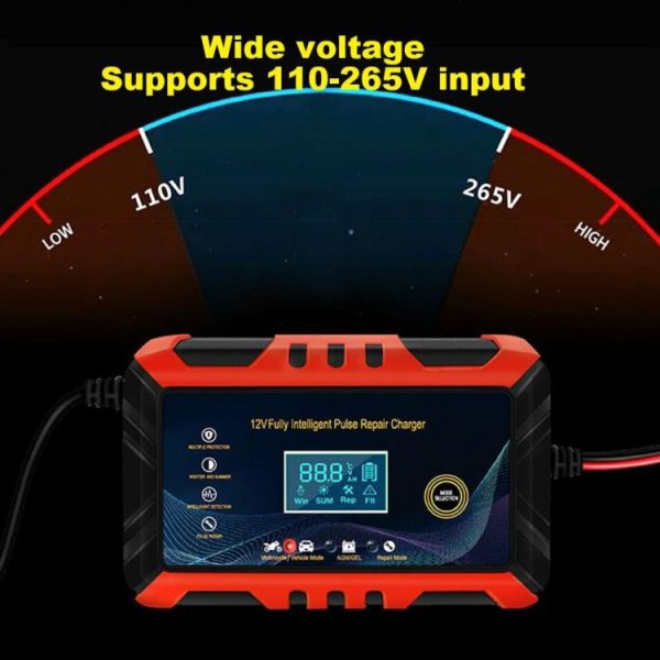 Car Battery Charger Intelligent Pulse Repair Charger LCD Display Full Automatic  |  Jump Starter & Inverters Car Electronics Jump Starter & Inverters