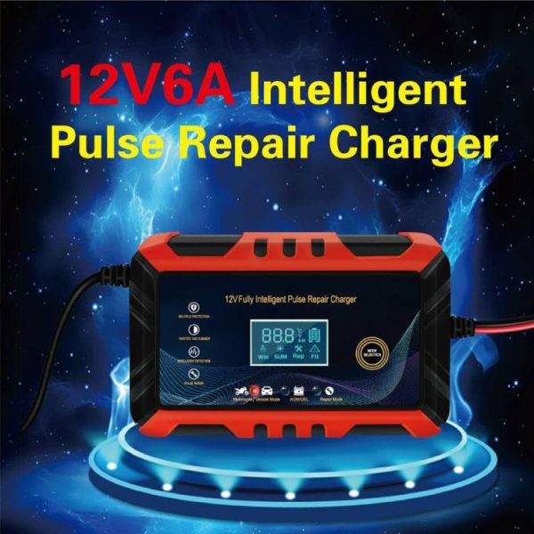 Car Battery Charger Intelligent Pulse Repair Charger LCD Display Full Automatic  |  Jump Starter & Inverters Car Electronics Jump Starter & Inverters