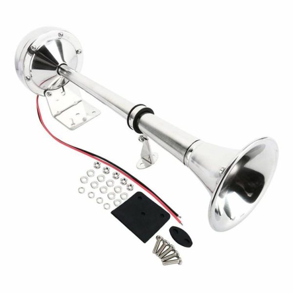 12V Polished Stainless Steel Single Trumpet Horn Low Tone for Marine Boat  |  Others Motorcycle Others