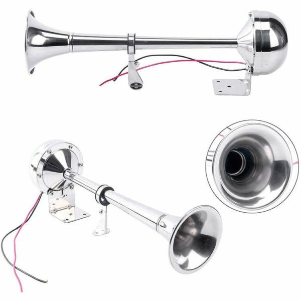 12V Polished Stainless Steel Single Trumpet Horn Low Tone for Marine Boat  |  Others Motorcycle Others